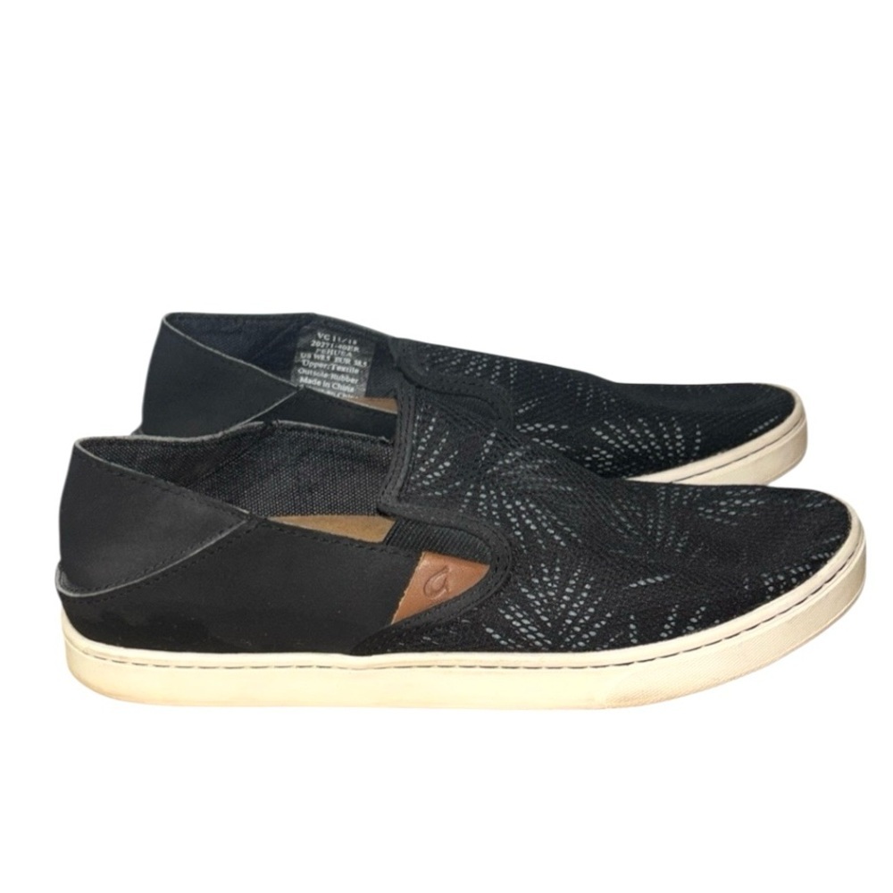 Olukai Black Canvas Slip-On Sneakers Shoes Non-Slip Casual Size 8.5
